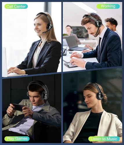Wireless Headset with Microphone, 2025 New V5.3 Headset with USB Dongle, Computer Headphones QCC3034 CVC8.0 Noise Cancelling Technology & 30H Worktime, Mute Button for Home Office Skype