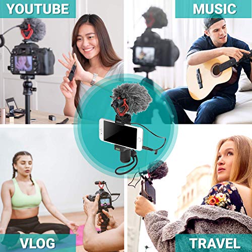 Movo Smartphone Video Rig with Shotgun Microphone, Grip Handle, Wrist Strap for iPhone 5, 5C, 5S, 6, 6S, 7, 8, X, XS, XS Max, 11, 11 Pro, Samsung Galaxy, Note and More