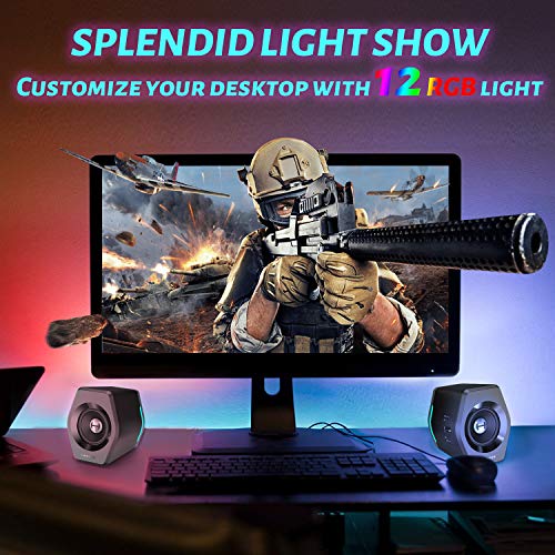 Edifier G2000 32W PC Gaming Computer Speakers for Laptop Mac Desktop Computer Woofer Speakers Bluetooth USB 3.5mm AUX Inputs RGB Lights Multimedia Speakers Black - color: Black