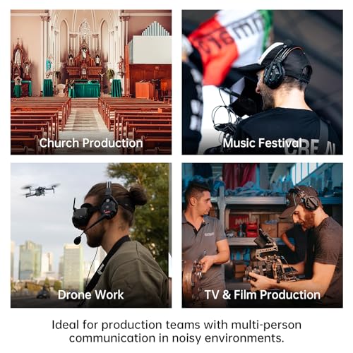 Hollyland Solidcom C1 Pro Wireless Stereo Master Headset ENC Full Duplex 1100ft Team Communication with PTT Mute Headset for Church Drone TV Film Production(Double-Ear Version)… - size: 1 Master Double-Ear