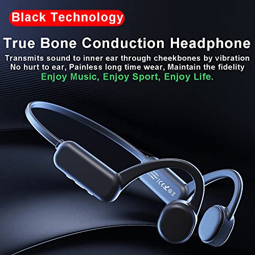 IHAO Swimming Headphones True Bone Conduction Open Ear Headset MP3 Player Built-in 16G Memory IP68 Underwater Waterproof Stereo Bluetooth Earphone for Driving Bicycling Running Skiing-Black - color: Black IHX18