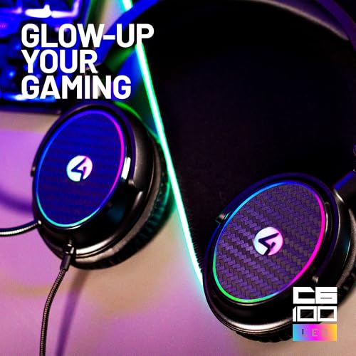 4Gamers C6-100 LED Light-Up Gaming Headset for PS5, Xbox & PC