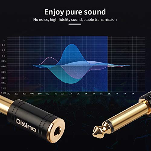 1/4" Mono to 1/8" Stereo Adapter, New Upgrade Gold-Plated 6.35mm TS Male Jack to 3.5mm TRS Female Stereo Adapter for Headphone, Amp Adapte, Black - 1 Pack - color: 635TSM-35F-1P