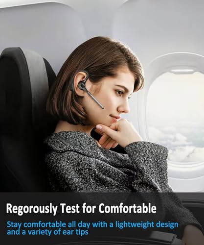 Conambo K18 Wireless Headset Bluetooth V5.1, Bluetooth Earpiece 16 Hrs Talking Time Hands-Free Single Ear Bluetooth Headset with Dual Mic Noise Canceling for Work Trucker iPhone Android Cell Phone