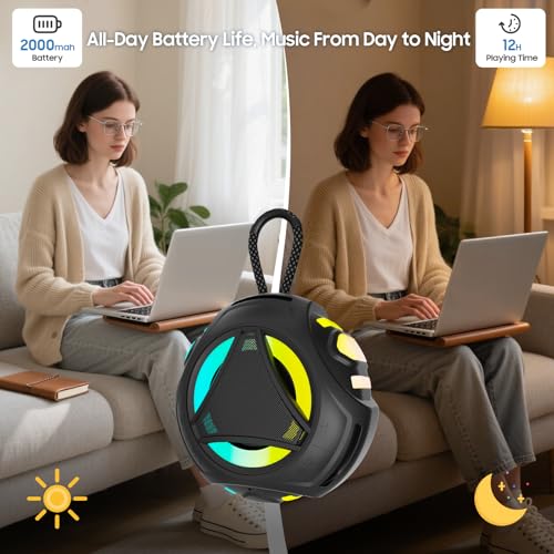 Bluetooth Shower Speake Waterproof,Portable Outdoor Bluetooth Speake with RGB Lights,IPX67 Floating,Built-in Mic,24Hrs Playtime,True Wireless Stereo,Gifts for Teens Boy Girls Women Men - Black - color: Black