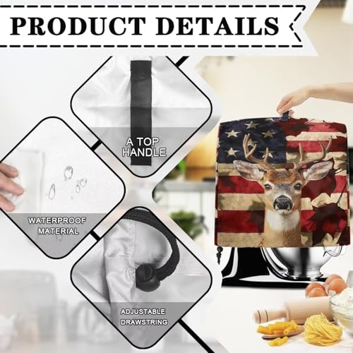 Stand Mixer Dust Cover, Portable Stand Mixer Dust Cover with Adjustable Drawstring Waterproof Blender Protective Cover Stand Mixer Dust Cover American Flag Deer - color: American Flag Deer, size: S