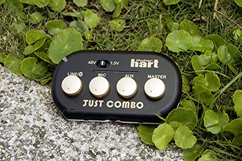 Maker hart Just Combo - Podcast mini 3 Channel audio mixer with Stereo/Bluetooth/Mic with microphone power Input, 2 outputs & USB Audio out, Easy for Video conference