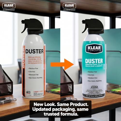 Compressed Air Duster for Computers, Made in USA, 10oz, 1 PC | Klear Concepts Canned Air for Electronics & Automotive, Removes Dust & Debris in Hard to Reach Areas, With Precision Straw