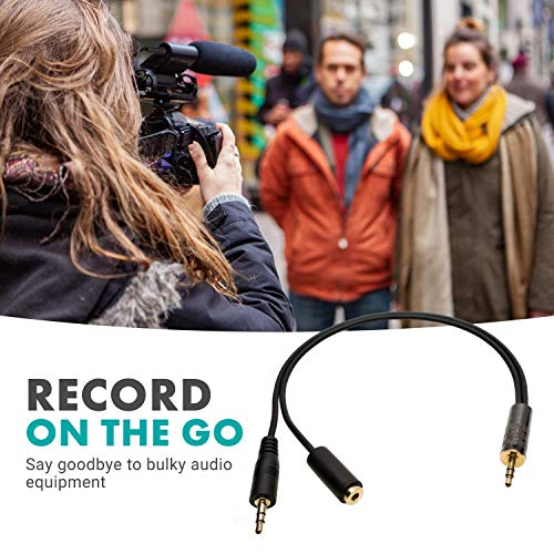 Movo MV-RC300 3.5mm TRS to TRS Line to Microphone Attenuator Cable (-25dB) with Headphone Monitoring for DSLR's, Zoom, Tascam, Mixers, and More