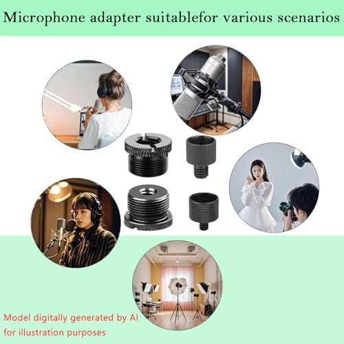 4 Pcs Mic Stand Adapter Set, for Microphone Stand Mount to Camera Tripod
