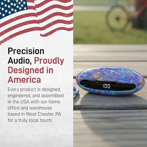 Groovz Open-Ear Plus True Wireless Headphones with Battery Display - Designed & Engineered in the USA - Multi-Point Pairing Bluetooth Open Ear Earbuds Compatible with Apple & Android - Oil Slick - color: Oil Slick