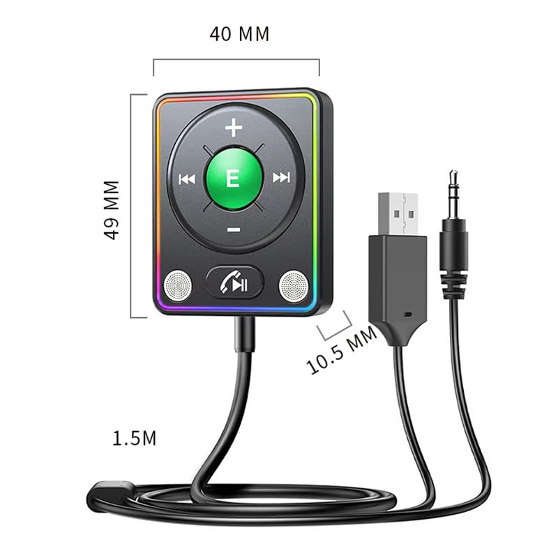 Bluetooth 5.4 Magnetic AUX Car Adapter - color: Green