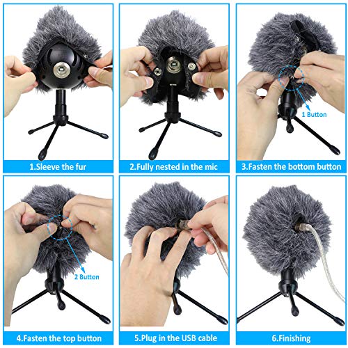 SUNMON Deadcat Mic Windshield Fur Filter for Blue Snowball iCE Condenser Microphone - Outdoor Mic Windscreen Wind Muff (Grey)