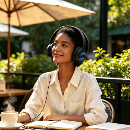 Headphones Wired, Over-Ear Headphones Foldable Corded Stereo 3.5mm B/Blue | Suitable for adults, stylish appearance