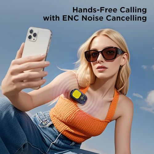 Wearable Bluetooth Speakers, Clip On Wireless Jobsite Speaker - Yellow | 30H playtime, IPX6 Water-Resistant, Portable, Built-in Mic, Hands-Free Calls, Non-Magnet - color: Yellow