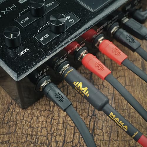 Flat Low Profile Stereo Guitar Patch Cable 6.5ft for Effects Pedals, 1/4 inch TRS Slim Straight to Right-Angle Plug, Black - color: Black, size: 6.5ft TRS(Straight to R-Angle)