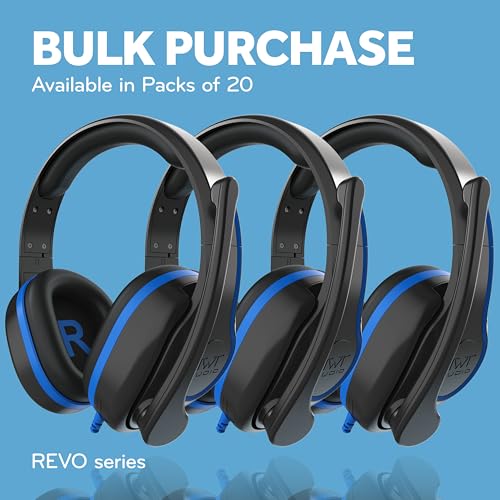 TWT Audio REVO TW310 Over-Ear Wired Headphones With Mic Boom - 20 Pack | Noise Reducing Headset, Built In Microphone, For Classrooms, School, Students, Teachers, Universal Device Compatibility - style: 3.5MM (20 Pack)