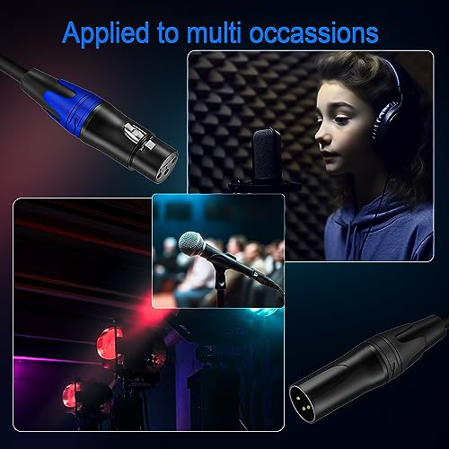 LanSenSu 1 Male to 2 Female XLR Y Splitter Micrphone, 3pin XLR Female to Dual XLR Male Y-Splitter Balanced Mic Audio Cables for Stereo Mic to L & R Audio Track (3.3ft-2pack) - size: 3.3ft-2pack