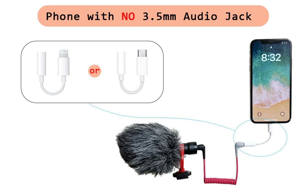 3.5mm TRS to TRRS Microphone Patch Cable Mic Cord Compatible with iPhone, Smartphone, Tablets for Rode SC7, VideoMic, VideoMicro Go, for BOYA & Other External Mic (Please Read Instruction Below)
