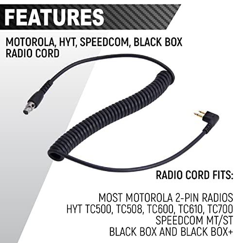 Rugged Radios H41-CF Headset & CC-MOT Coil Cord for Motorola Radios | 24dB NRR Headset Bundle for Motorola, HYT, Speedcom, Yaesu Radios with Clear Hear Speakers, PPT, and 3.5mm Jack