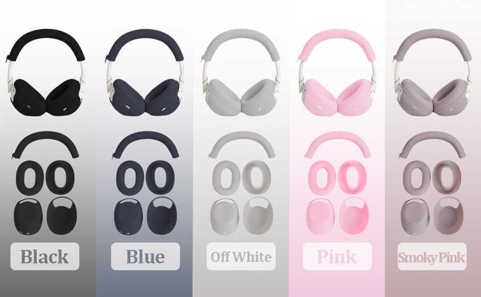 Adhiper 3-in-1 Silicone Sweat Case Cover for Sony WH-1000XM6 Headphones, XM6 Covers Accessories Silicone Ear Pads Covers & Headband Cover & Ear Cups Protector, Washable & Sweatproof - Smoky Pink - color: Smoky Pink