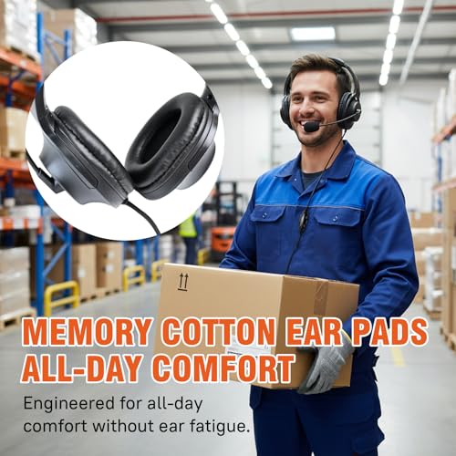 Walkie Talkie Over The Ear Headset Noise Reduction Earmuff Headphone Earpiece with Ptt Boom Mic for Baofeng Retevis Sancom Kenwood uv5r uv 5r uv-5r rt21 rt22 2 Pin Radio(Big Earmuffs Biaural)