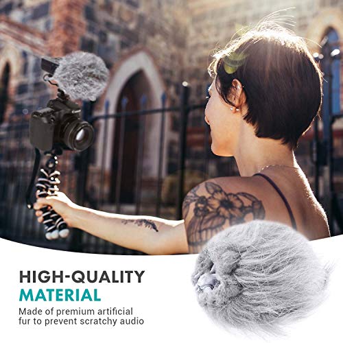 Movo WS1 Furry Microphone Windscreen | For Zoom H1n, H1essential & H1 Recorders, Outdoor Wind Muff / Deadcat, For Small Mics up to 3" x 40mm