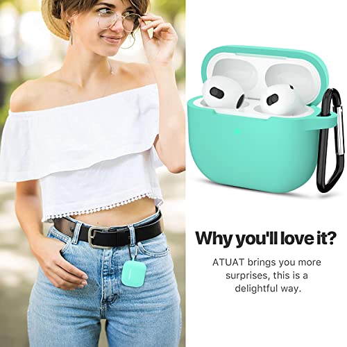Compatible with AirPods 3 Case, Protective Silicone Cover for AirPods 3rd Generation Case 2021, Wireless Charging - Mint Green - color: C-Mint Green