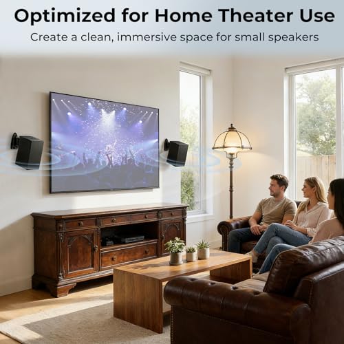 Upgraded Universal Metal Speaker Wall Mount, Swivel & Tilt, Speaker Mount for Small Speakers with 1/4-20, M4 M5 M6 Thread & Keyhole, For Samsung, Bose, JBL, Klipsch, Sony, Built-In Level, 2 Pack