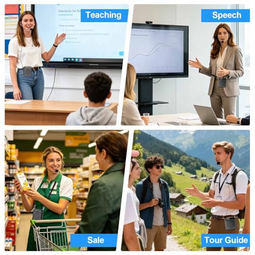 Bluetooth Voice Amplifier for Teachers, 10W Portable Voice Amplifier with Mic Wired, Personal Microphone Headset and Speaker for Classroom, Tour Guide, Elderly, Yoga (Black)