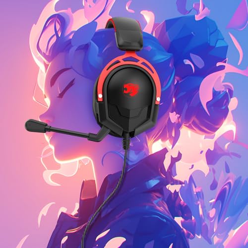 IMYB A88 Gaming Headset with Mic for Ps5, Pc, Xbox One Series X/s, Ps4, Switch, Stereo Wired Noise Cancelling Headphones with Microphone for Computer, Laptop, Mac, Nintendo, Games (Red) - color: BlackRed