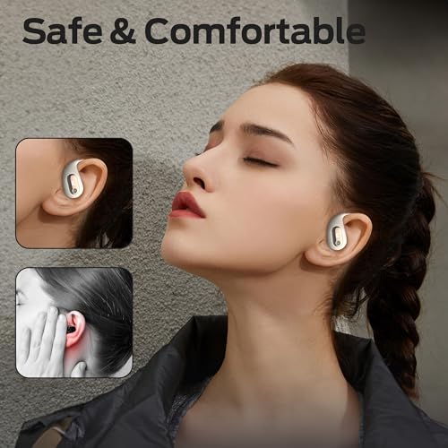 Monster Open Ear AC210 Headphones, Bluetooth 5.4 Earphones Stereo Sound, Wireless Headphones 30 Hours Playback, Type-C Charging, HD Clear Calls, Touch Control, IPX5 Waterproof Open Ear Earbuds,White