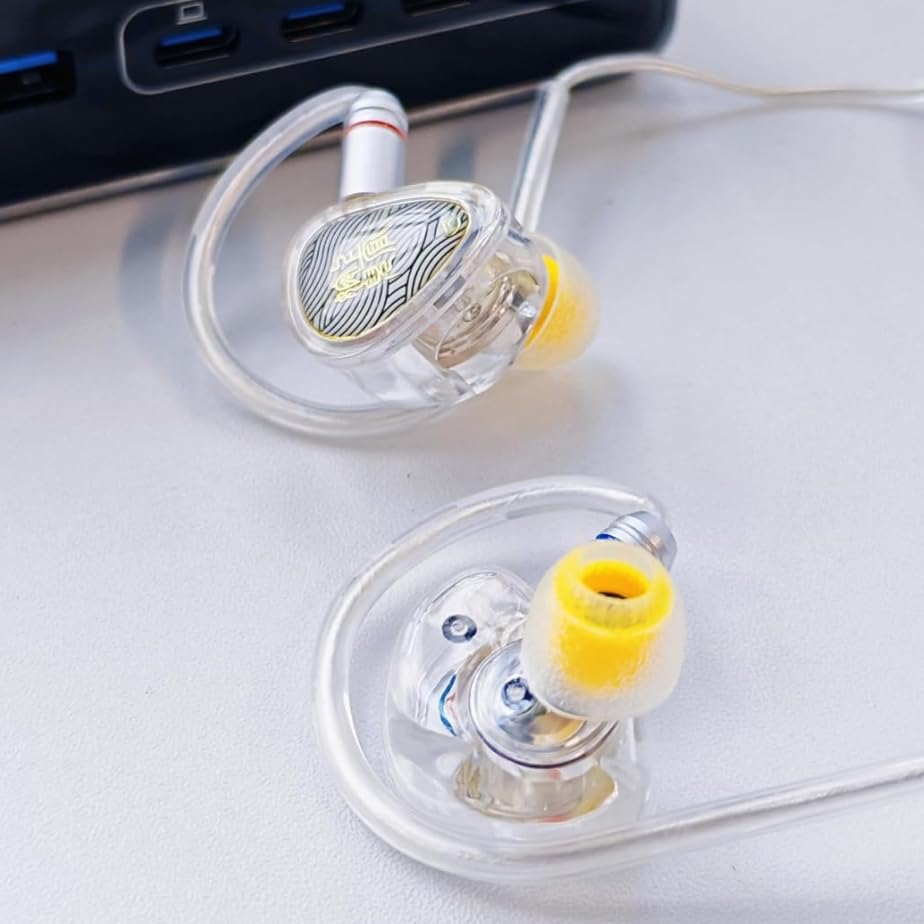 TANGZU Wan'er S.G II in Ear Monitor, Gaming IEM Earphones, HiFi Wired Earphones with 10mm Single Dynamic Driver PET Diaphragm, 0.78mm 2-Pin Tangle-Free Detachable Cable (White, 3.5mm with Mic) - color: White, size: 3.5mm Jack with Mic