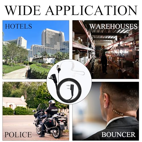 Walkie Talkies Earpiece 2 Pin Acoustic Tube Headset Ear Piece, 2 Pack | Radio Earpiece with Mic PTT Compatible with Baofeng UV-5R BF-888S Retevis H-777 RT21 RT22 Arcshell AR-5 Kenwood 2 Way Radio