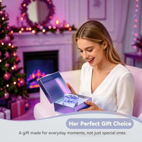 Clip-On Open Ear Earbuds for Women, Bluetooth 6.0 Wireless Earbuds with Hi-Fi Stereo Sound, Lightweight Headphones for Small Ears, Comfortable All-Day Wear, 40H Playtime, USB-C, Daily Use - color: Purple