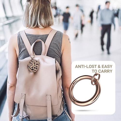 for AirPods 4 Case with Safety Lock, Magsafe Compatible, Leopard | Double Secure Lock,Drop Protection,Two-Piece Design,with Gold Keychain, Anti Lost, Dustproof, Cute AirPod 4 Case - color: Brown + Yellow, size: AirPods 4 Case