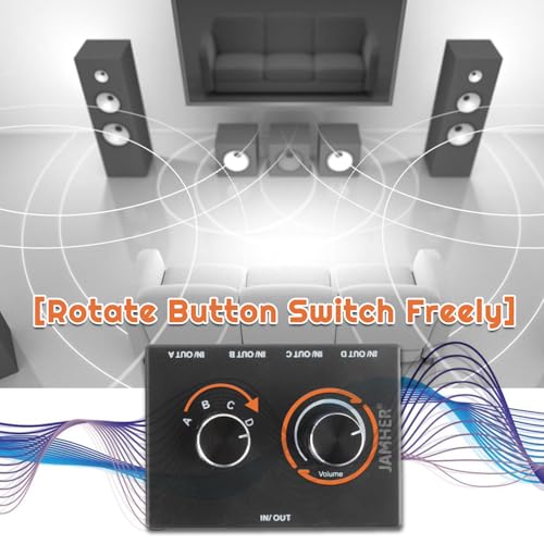 4 Ports 3.5mm Stereo Audio Switch Audio Switcher Passive Speaker Headphone Manual Selector Splitter Box Audio Sharing for CD Player LaptopHeadphone with 0.5M Audio Cable(1in-4out/4in-1out) - size: 4 Port