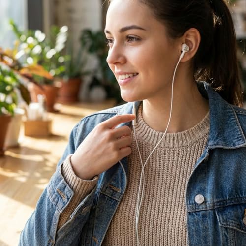 BENEWY in-Ear Headphones, 3.5mm Earphones Wired Earbuds with Microphone | Noise lsolating, High Definition, Pure Sound for iPhone, iPad,Smartphone, MP3 Players,Tablets Laptops and Other Audio Devices - color: A-White
