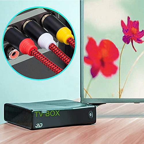 Audio Video RCA Cable 25Ft,3RCA Male to 3RCA Male 24K Gold Plated Composite AV Cable Compatible with Set-Top Box,Speaker,Amplifier,DVD Player and More(25Ft/8M) - size: 25Ft/8M