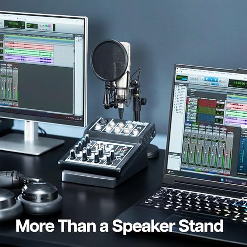 VIVO Medium 5 x 8 inch Desktop Speaker Stands, Desk Studio Wedge with 15° Tilt Design, Audio Stand Riser for Bookshelf Speakers, Anti-Vibration, Set of Two, Black, STAND-SP2A-M - size: 5 x 8 inch