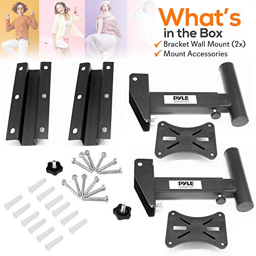 Pyle 90°-30° Angle, Tilt, Rotation Adjustment & Solid-Steel Pin Serves as Safety-Stop Mount Speaker Bracket Stands-Dual Universal Adjustable w/ 12.5'' Distance from Wall (PSTNDW15) - style: Mount