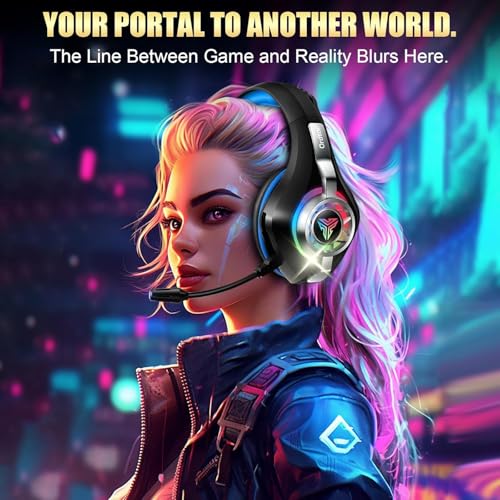 2.4GHz Wireless Gaming Headsets for PS5/PS4/Switch, RGB Noise Cancelling Over-Ear Headphones with 7.1 Surround Sound, 40mm Drivers, Bluetooth 5.4, 276g Ultraligero, Memory Foam, 45H Gaming Headphones - color: Black