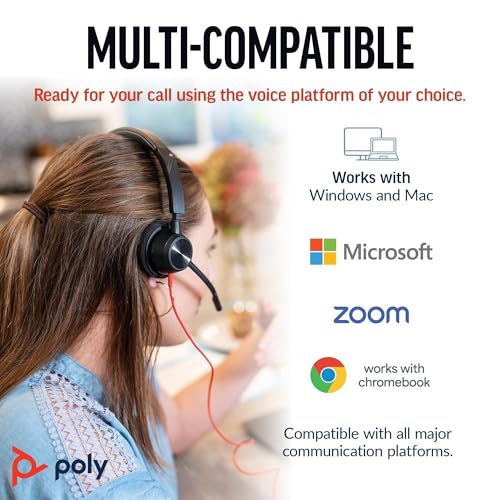 Poly Blackwire 3320 Wired Headset (Plantronics) – Flexible Microphone Boom – Hi-fi Stereo - Connect to PC/Mac via USB-C or USB-A - Works with Teams/Zoom - Amazon Exclusive - style: Standard