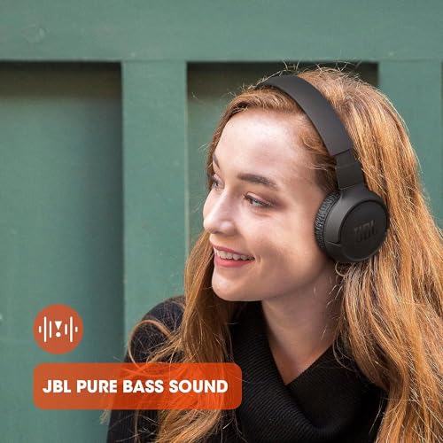 JBL Tune 510BT: Wireless Bluetooth On-Ear Headphones with Purebass Sound - with Cleaning Cloth - Black - color: Black