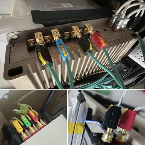 10Pcs 4mm Banana Plug Quick Connect Speaker Wire Connectors 32A 250V, Insulated Banana Sockets for Home Theater Audio -Red Black Yellow Green Blue - color: 10pcs Multi