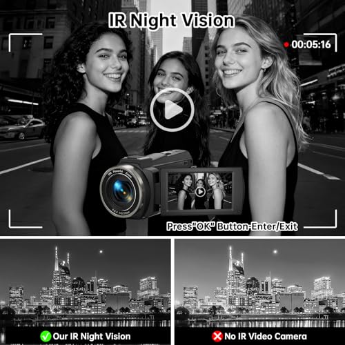 8K Video Camera Camcorder Latest 88MP Ultra HD Video Cameras WiFi Vlogging Camera for YouTube 18X Digital Video Cameras with Microphone 6-Axis Anti-Shake IR Night Vision Video Recorder