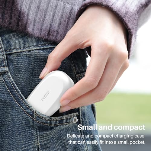TOZO A1 Wireless Earbuds Bluetooth 5.3 Light Weight in Ear Headphones | IPX5 Waterproof, 2 Mics for AI Calls, Immersive Premium Sound Bass Ear buds with Charging Case, 32 Presets EQ via TOZO App - color: White