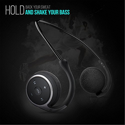 Small Bluetooth Headphones Wrap Around Head - Sports Wireless Headset with Built in Microphone and Crystal-Clear Sound, Foldable and Carried in The Purse, and 12-Hour Battery Life, Black - color: Black