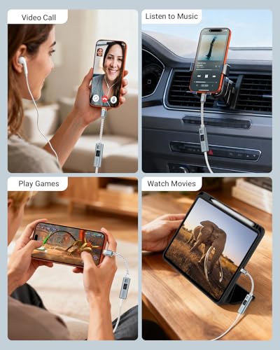 MoKo USB C to 3.5mm Jack Audio Adapter, Dual DAC Chip CX31993 & MAX97220 - color: Grey