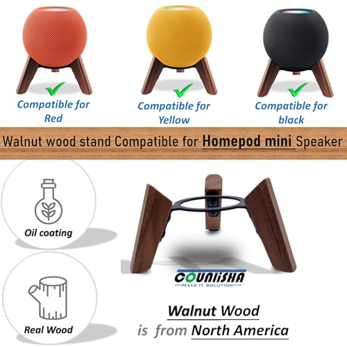 Real Wood Stand for Homepod mini(2020 Released), Wooden Holder Tripod with Metal Frame,Safe Stable Mount with Anti-Slip Silicone pad Protects Home pod mini Speaker Well (Color:Walnut) | Wooden Holder Tripod with Metal Frame,Safe Stable Mount with Anti-Sli
